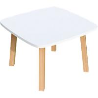 Paperflow Side Table with White & Beech Coloured Medium-Density Fibreboard & Lacquered Solid Wood Top and 4 Feet Legs Woody 600 x 600 x 400mm