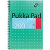 Pukka Pad Notebook Metallic Jotta B5 Ruled Spiral Bound Cardboard Hardback Green Perforated 200 Pages Pack of 3