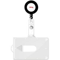 Viking Security Pass Badge Holder with Badge Reel Transparent 85 x 54mm Pack of 10