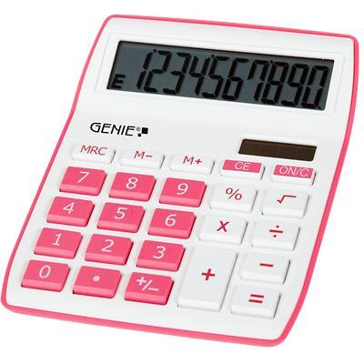 GENIE Desktop Calculator 840 P 10 Digit Display Pink 10,6 x 13,9 x 2,9 cm