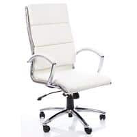 dynamic Synchro Tilt Executive Chair with Armrest and Adjustable Seat Classic Bonded Leather High Back White