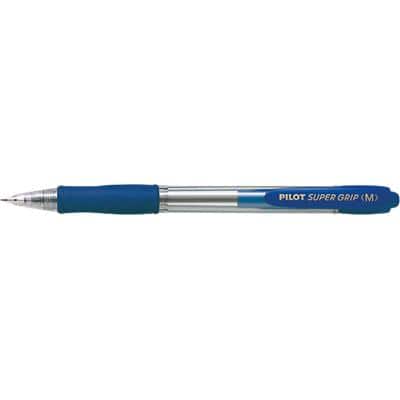 Pilot Super GRIP Ballpoint Pen Blue Medium 0.4 mm Refillable Pack of 12