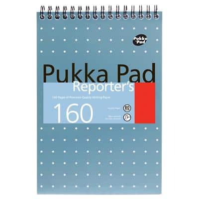 Pukka Pad Notepad Steno A5 Ruled Spiral Bound Cardboard Hardback Blue Perforated 160 Pages Pack of 3