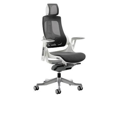 Dynamic Synchro Tilt Executive Chair Height Adjustable Arms Zure Grey Frame With Headrest High Back