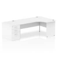 Dynamic Corner Right Hand Desk White MFC Panel End Leg White Frame Impulse 1800 x 1200 x 730 mm