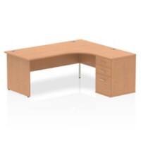 Dynamic Wave Right Hand Office Desk Oak MFC Panel End Leg Walnut Colour Frame Impulse 1800 x 1200 x 730 mm