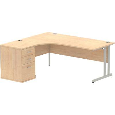 Dynamic Corner Left Hand Desk Maple MFC Cantilever Leg Grey Frame Impulse 1800/1630 x 800/600 x 730mm