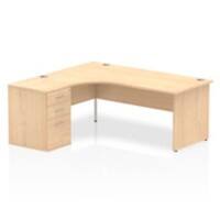 Dynamic Corner Left Hand Desk Maple MFC Panel End Leg Maple Frame Impulse 1800/1630 x 800/600 x 730mm