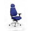 Dynamic Synchro Tilt Posture Chair Multi-Functional Arms Chiro Plus Ultimate Stevia Blue Seat With Adjustable Headrest High Back