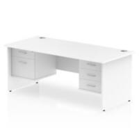 Dynamic Rectangular Office Desk White MFC Panel End Leg White Frame Impulse 1 x 2 Drawer 1 x 3 Drawer Fixed Ped 1800 x 800 x 730mm