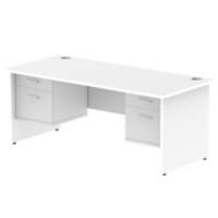 Dynamic Rectangular Office Desk White MFC Panel End Leg White Frame Impulse 2 x 2 Drawer Fixed Ped 1800 x 800 x 730mm