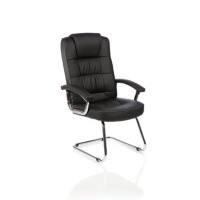Dynamic Cantilever Chair Fixed Armrest Moore Deluxe Seat KC0152 Black Bonded Leather