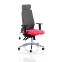 Dynamic Independent Seat & Back Posture Chair Height Adjustable Arms Onyx Black Back, Bergamot Cherry Seat With Headrest High Back