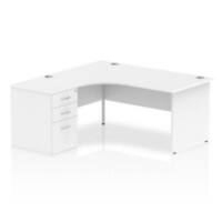 Dynamic Corner Left Hand Desk White MFC Panel End Leg White Frame Impulse 1600/1630 x 800/600 x 730mm