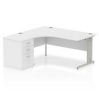 Dynamic Corner Left Hand Desk White MFC Cable Managed Cantilever Leg Grey Frame Impulse 1600/1630 x 800/600 x 730mm