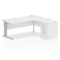 Dynamic Corner Right Hand Desk White MFC Cable Managed Cantilever Leg Grey Frame Impulse 1800/1630 x 800/600 x 730mm
