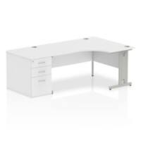 Dynamic Wave Right Hand Office Desk White MFC Cable Managed Cantilever Leg Grey Frame Impulse 2030/1200 x 800/600 x 730mm
