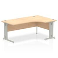 Dynamic Corner Right Hand Crescent Desk Maple MFC Cable Managed Cantilever Leg Grey Frame Impulse 1800/1200 x 600/800 x 730mm
