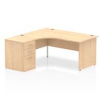 Dynamic Corner Left Hand Desk Maple MFC Panel End Leg Maple Frame Impulse 1600/1630 x 800/600 x 730mm