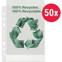 Rexel 100% Recycled Punched Pockets A5 Embossed 70 Microns Polypropylene 6 Holes 2115703 Pack of 50