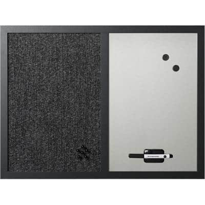 Bi-Office Essentials Notice Board Felt 90 (W) x 60 (H) cm Black, Silver