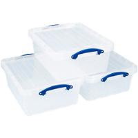 Really Useful Box Storage Box 23.5 L Transparent PP (Polypropylene) 39.5 x 50 x 19.5 cm Pack of 3