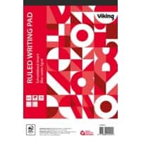 Viking Notepad A4+ Ruled Stapled Top Bound Paper Soft Cover Red Perforated 200 Pages Pack of 5