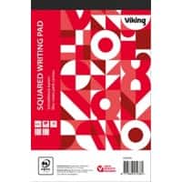 Viking Notepad A5+ Squared Stapled Top Bound Paper Soft Cover Red Perforated 200 Pages Pack of 5
