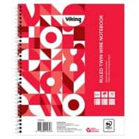 Viking Notebook A5+ Ruled Twin Wire Side Bound Paper Soft Cover Red Perforated 160 Pages Pack of 5