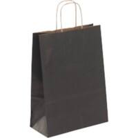 RAJA Carrier Bag Kraft Paper Black 100 gsm 29 x 10 x 22 cm Pack of 50