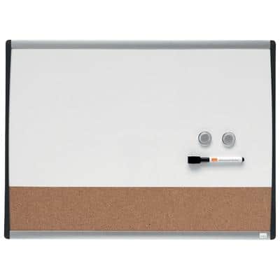 Nobo Small Wall Mountable Magnetic Whiteboard and Notice Board 1903810 Lacquered Steel, Cork Arched Frame 585 x 430 mm White, Brown