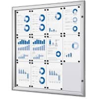 SHOWDOWN Lockable Notice Board Magnetic 96.1 (W) x 100.4 (H) cm Silver 12 x A4