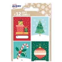 Avery NGIFT13.UK Traditional Christmas Gift Labels 3 Sheets of 12 Labels