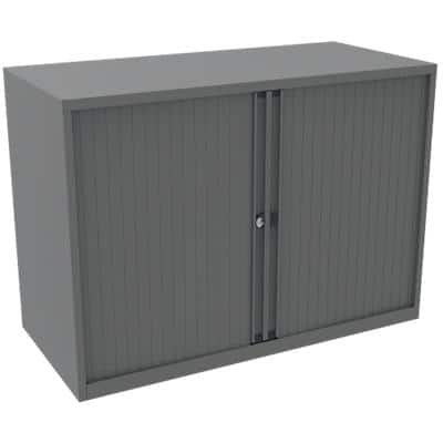 Bisley Tambour Cupboard Lockable with 1 Shelf Steel Essentials 1000 x 470 x 733 mm Grey