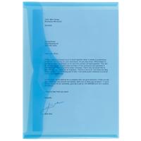 Viking Document Wallet A4 Press Stud PP (Polypropylene) Landscape 23.5 (W) x 33.5 (H) cm Blue, Transparent Pack of 5
