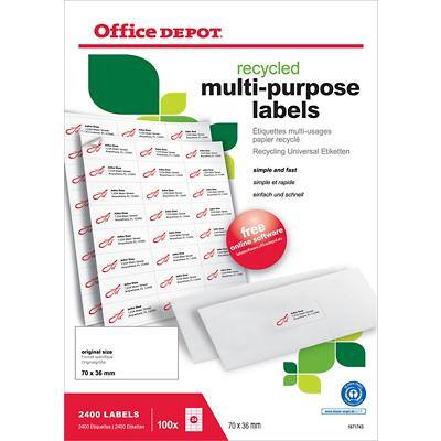 Office Depot Multifunction Labels Self Adhesive 70 x 36 mm White 100 Sheets of 24 Labels