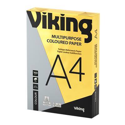 Viking Contrast A4 Coloured Paper Vivid Yellow 160 gsm 250 Sheets