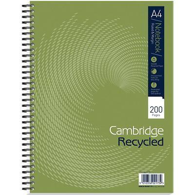 Cambridge Notebook Npad A4 Ruled Spiral Bound Cardboard Hardback Black Perforated 200 Pages 100 Sheets