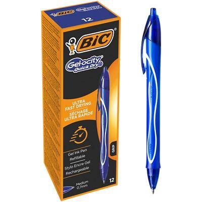 BIC Gel-ocity Quick Dry Rollerball Pen Medium 0.3 mm Blue Pack of 12