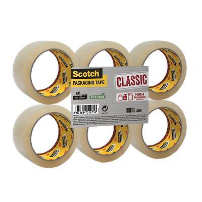 Scotch Packaging Tape 50 mm (W) x 66 m (L) Transparent 6 Rolls