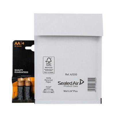 Mail Lite Plus Mailing Bag A/000 White Plain 110 (W) x 160 (H) mm Peel and Seal Pack of 100