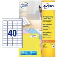 Avery L7654-25 Mini Multipurpose Labels Self Adhesive 45.7 x 25.4 mm White 25 Sheets of 40 Labels