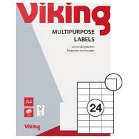 Viking Multipurpose Labels Self Adhesive 70 x 37 mm White 100 Sheets of 24 Labels