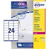 Avery L7159-100 Address Labels Self Adhesive 63.5 x 33.9 mm White 100 Sheets of 24 Labels
