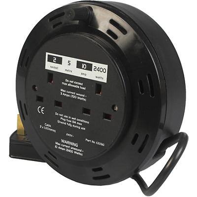 2 Socket 10 Metre Mains Extension Cable Reel