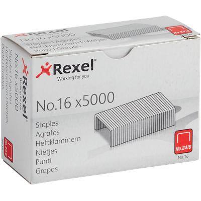Rexel No.16 24/6 Staples 6010 Galvanised Steel Silver Pack of 5000