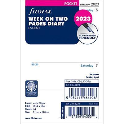 Filofax Diary Refill Pocket Size Week to view 2023 White