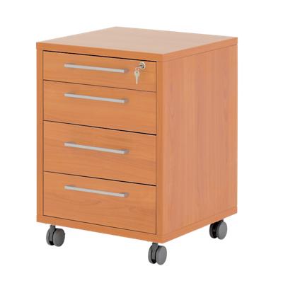 Prima four-drawer mobile filing pedestal in cherry-effect