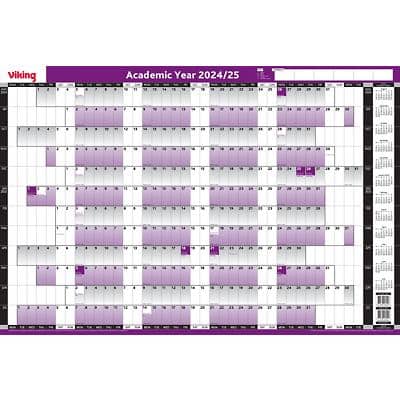 Viking Academic Annual Planner 2024, 2025 English 96 (W) x 61 (H) cm Purple