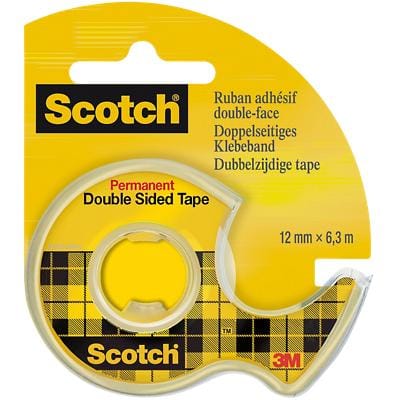 Scotch Double Sided Tape Permanent 12mm x 6.3m Transparent with Dispenser